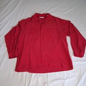 Equipment‎ Boxy Red Boyfriend Fit Androgynous Garconne Collared Button Up Blouse